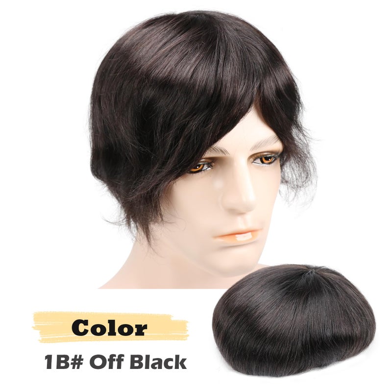 lumeng Toupee Mans Pieces and Hair System 100% Human Hair Mens Hairpiece Male Unit Mono Lace With Npu Around Lace Base Replacement 7x9 Inch 1B Off Black Strong Hold Undetectable Toupee System - Image 5